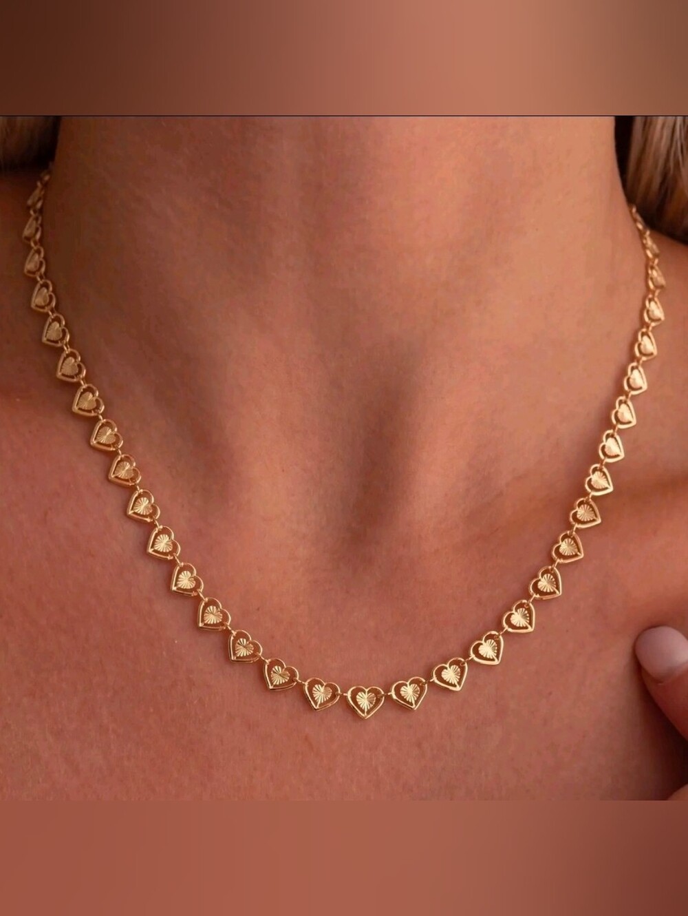 Gold Heart-Link Necklace - Elegant Women’s Jewelry